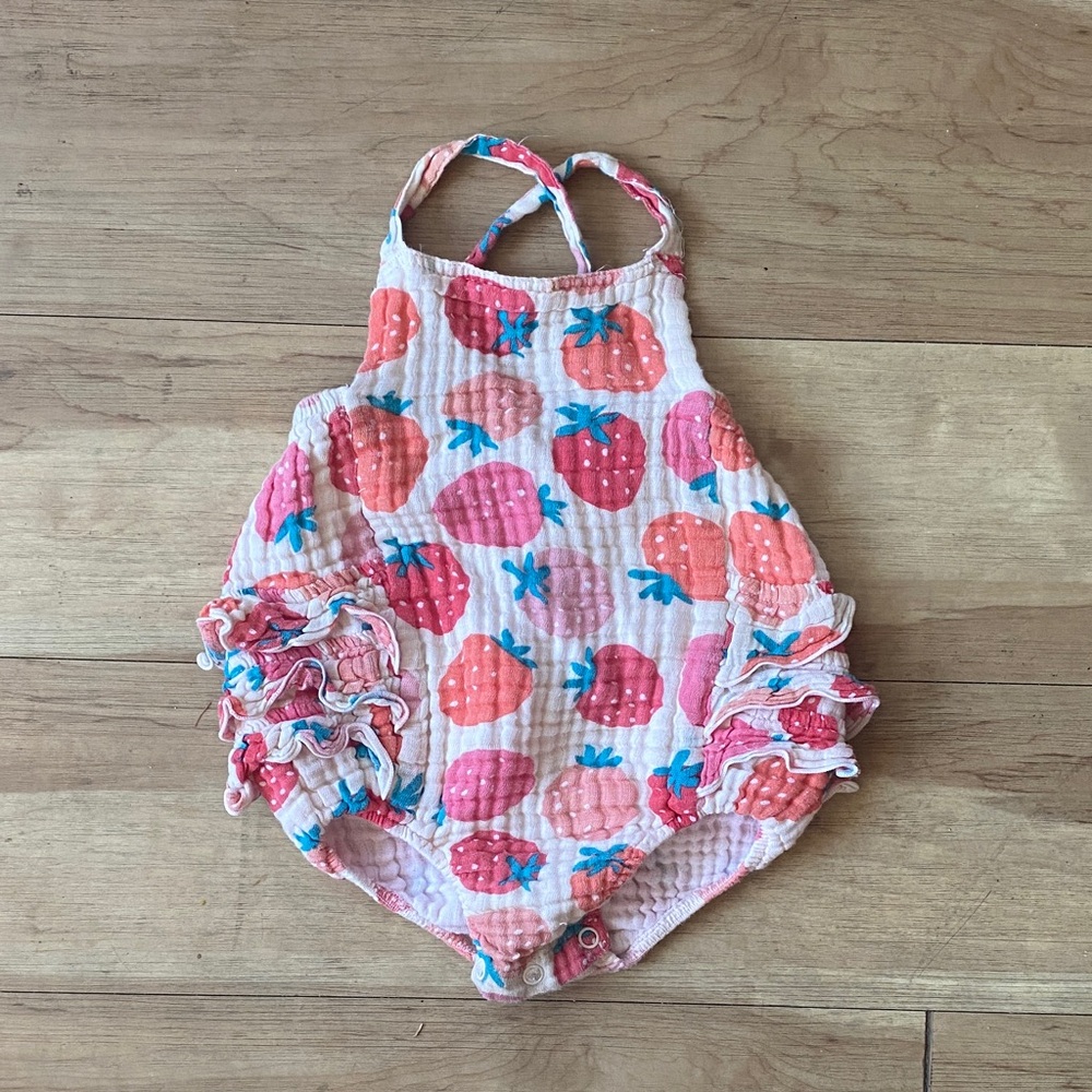 Angel Dear Strawberry Print Baby Romper
